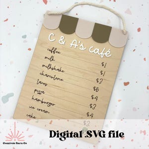 Menu Play Kitchen - enseigne de café - fichier de découpe numérique SVG