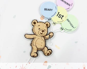 Beary First Birthday - Teddy Bear Cake topper - SVG digital file