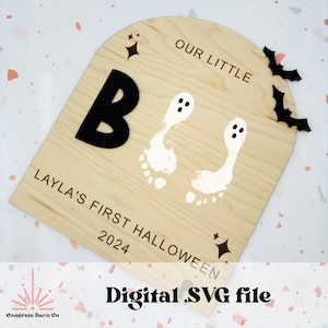 Halloween footprint sign - SVG digital cut file - Our little Boo - First Halloween