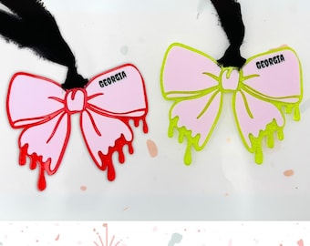 Halloween boo basket Tag - bow with slime drip - SVG digital file - creepy gory blood bow