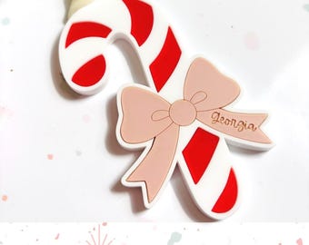 Candy Cane with bow - Personalized Christmas tree Ornament - SVG digital cut file - Commercial use