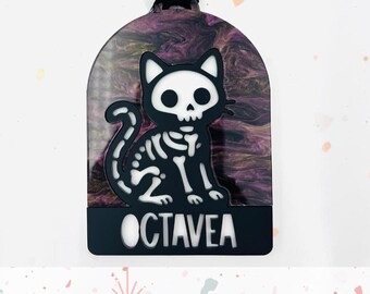 Halloween boo basket Tag - Cat Skeleton - SVG digital file - Customizable - Commercial Rights