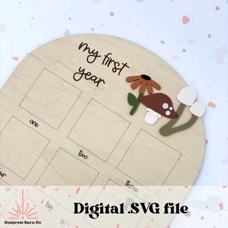 Mushroom First Year Photo Board SVG Digital File - Photo Prop Keepsake ...