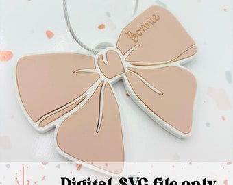 Girly Bow bag tag - SVG digital file - Back to school