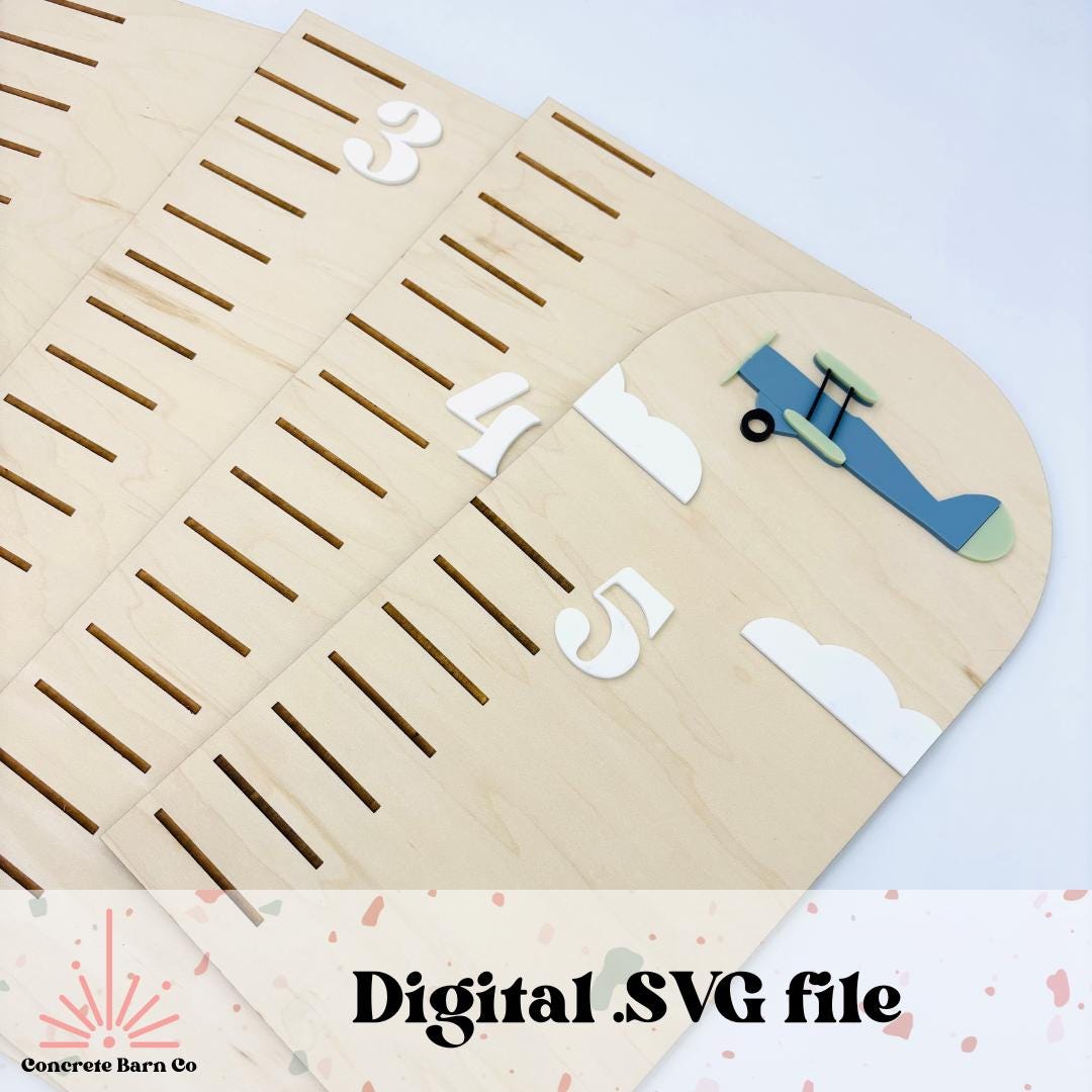 Vintage Airplane Growth Chart Ruler - SVG Digital File - Plane Nursery ...