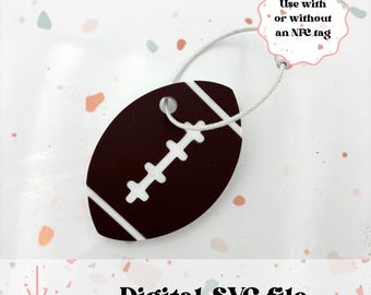 Football bag tag - SVG digital file - custom football bag tag - backpack tag - NFC enabled - keychain