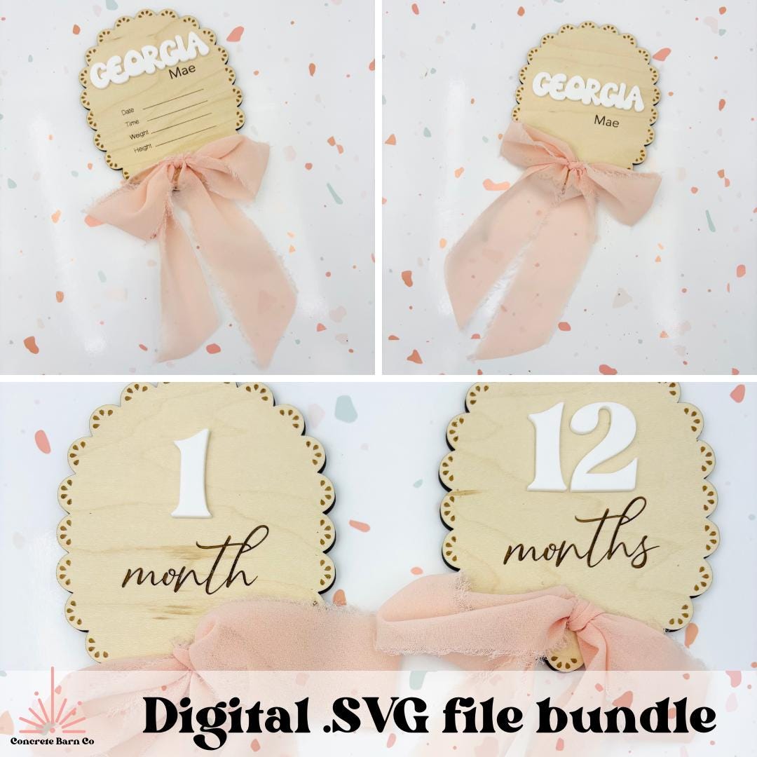 Chiffon Bow Baby Keepsake Bundle - SVG Digital Files -monthly ...
