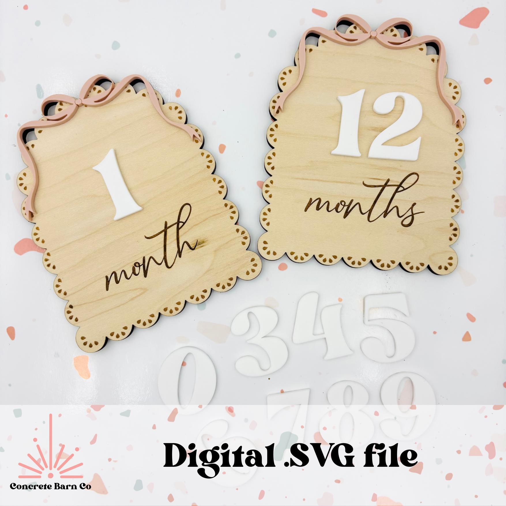 Acrylic Bow Baby Keepsake Bundle - SVG Digital Files -monthly ...