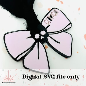Halloween boo basket Tag - bow with skull - SVG digital file