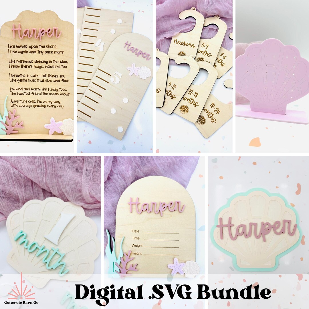Under the Sea Mermaid Nursery Bundle - SVG Digital File - Birth ...