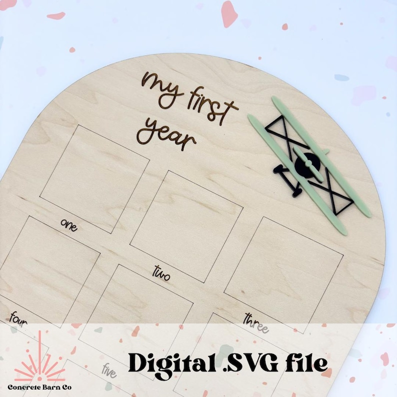 Vintage Airplane First Year Photo Board SVG Digital File - Photo Prop ...