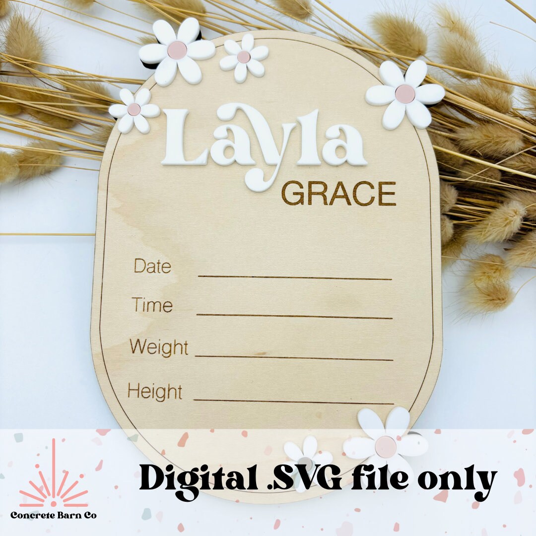 Daisy Birth Announcement SVG Digital File - Photo Prop Keepsake - Etsy