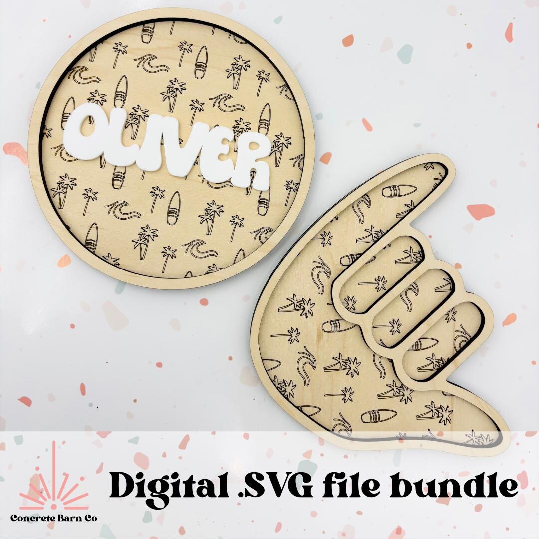 Surf Themed Wall Decor Bundle - SVG Digital File - Nursery Name Sign - Etsy