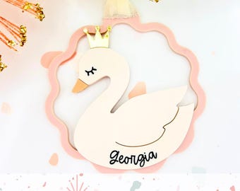 Swan - Personalized Christmas tree Ornament - SVG digital cut file - Commercial use