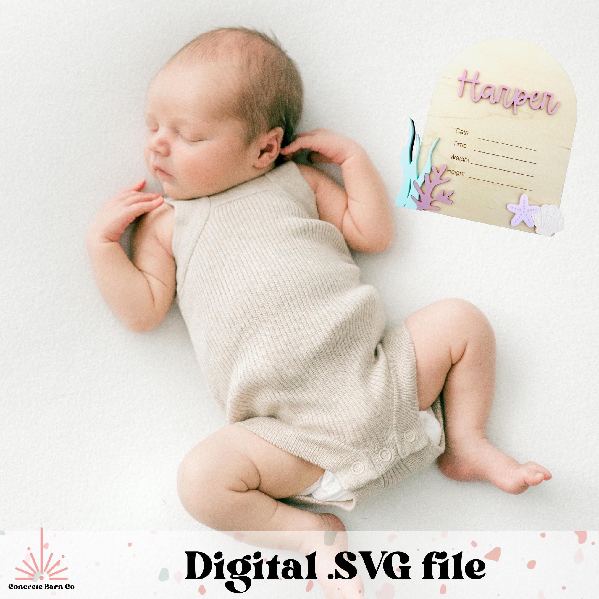 Under the Sea Birth Announcement SVG Digital File - Photo Prop Keepsake ...