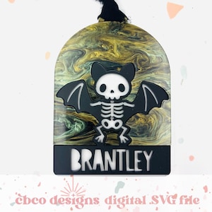 Halloween boo basket Tag - Bat Skeleton - SVG digital file - Customizable - Commercial Rights