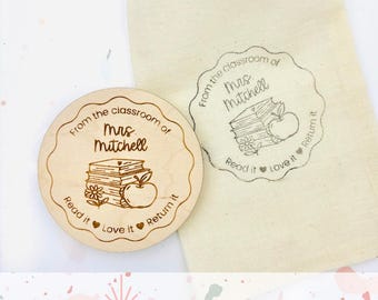 Teacher book stamp - SVG digital cut file - Personalized Educator Librarian gift