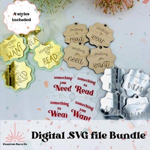 Quelque chose que vous voulez/devez/lire - étiquettes cadeaux - lot de fichiers SVG - acrylique ou bois