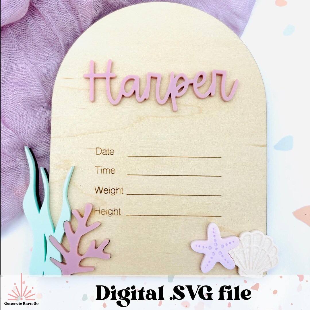 Under the Sea Birth Announcement SVG Digital File - Photo Prop Keepsake ...