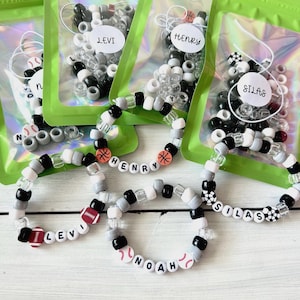 Birthday Party Favors, Sports Party, Boy Birthday Party Favors, Basketball Party, Football Party, Boy Bracelet, Name Bead Bracelet