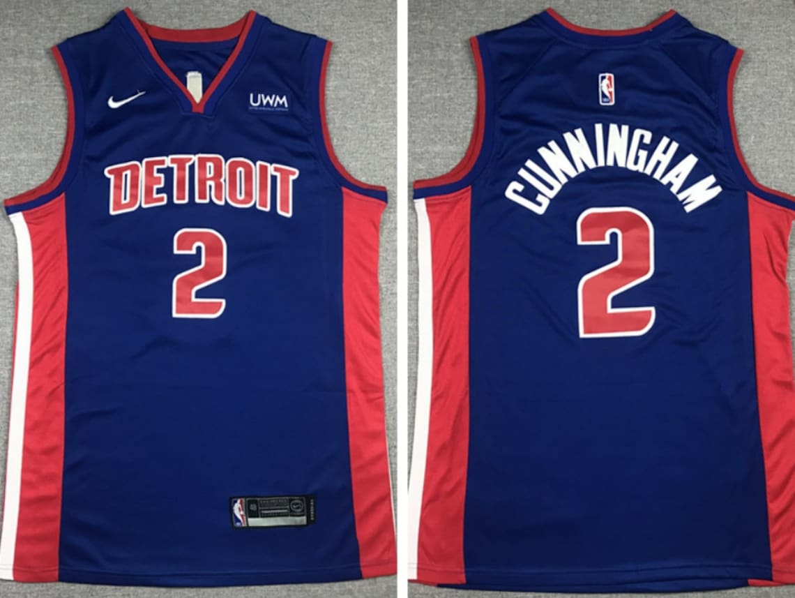 Hombres 2021 Detroit Pistons 2 Cade Cunningham Jersey Azul Etsy