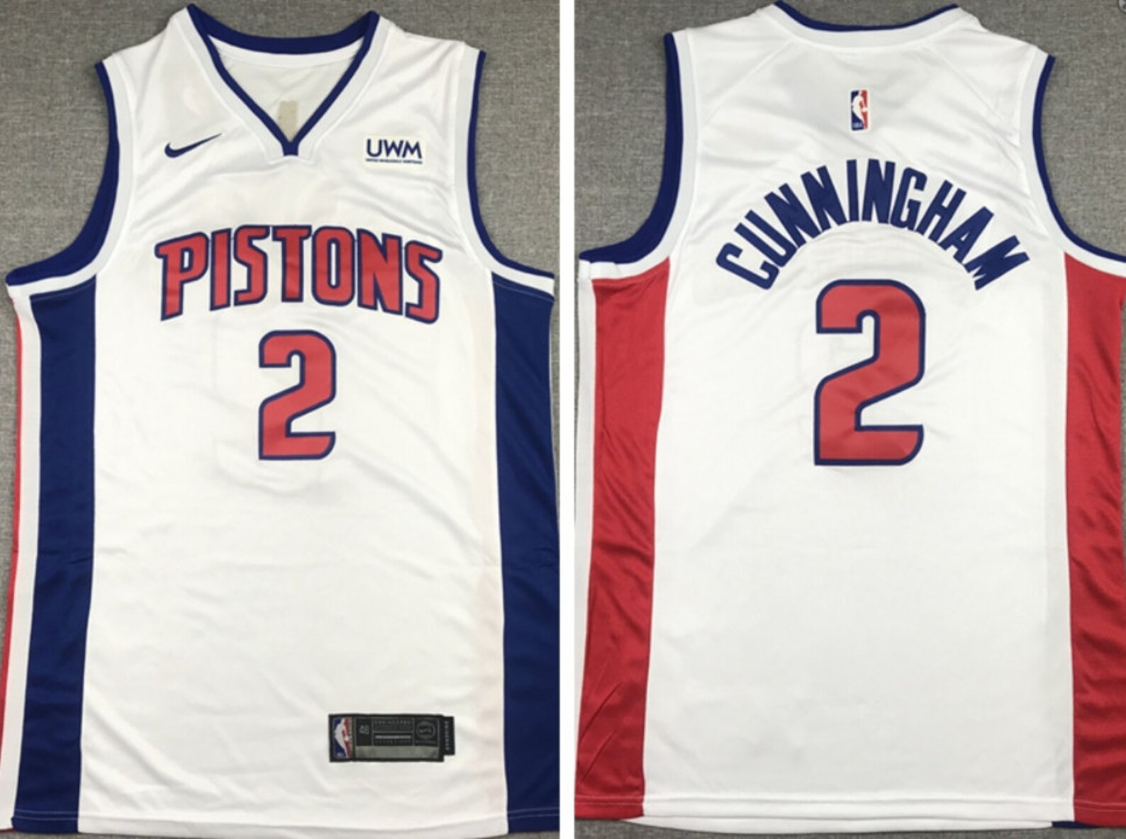 Mens 2021 Detroit Pistons 2 Cade Cunningham Jersey White Blue Etsy