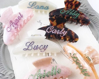 Custom Rhinestone Name Hair Claw Clips