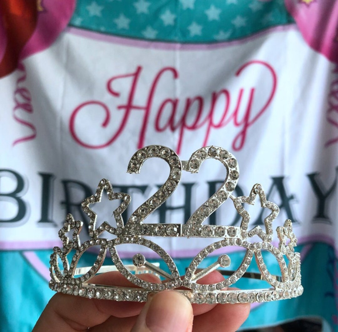 Silver 22th Star Birthday Crystal Tiara Crown, 22th Birthday ...