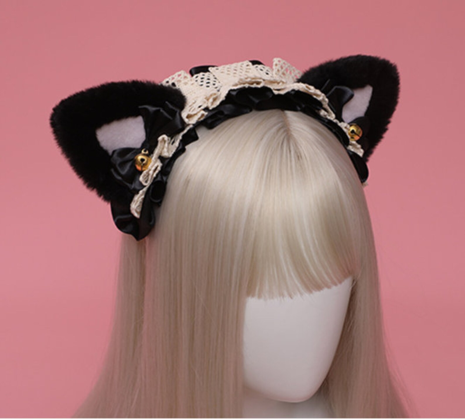 Black White & Black Realistic Cat Ears With Bells cat Ear Etsy