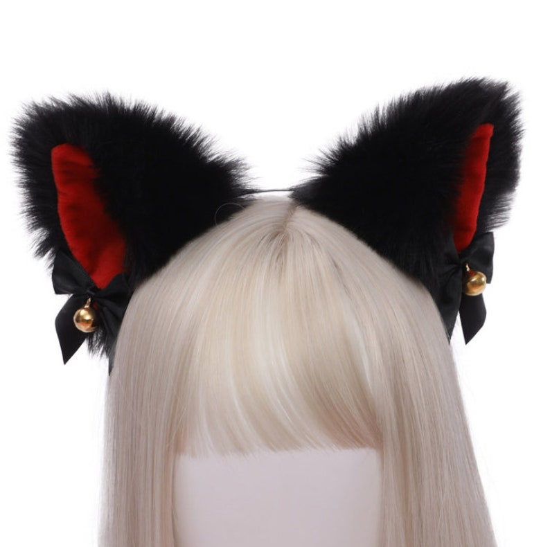 Black Realistic Cat Ears With Bells Cat ear clipSexy Cosplay Etsy