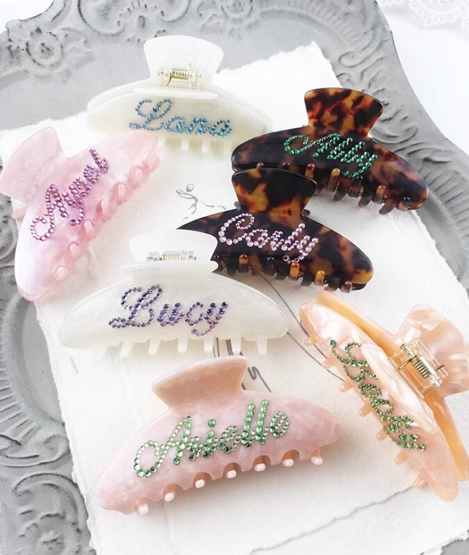 Custom Rhinestone Name Hair Claw Clips - Etsy Israel display picture 1