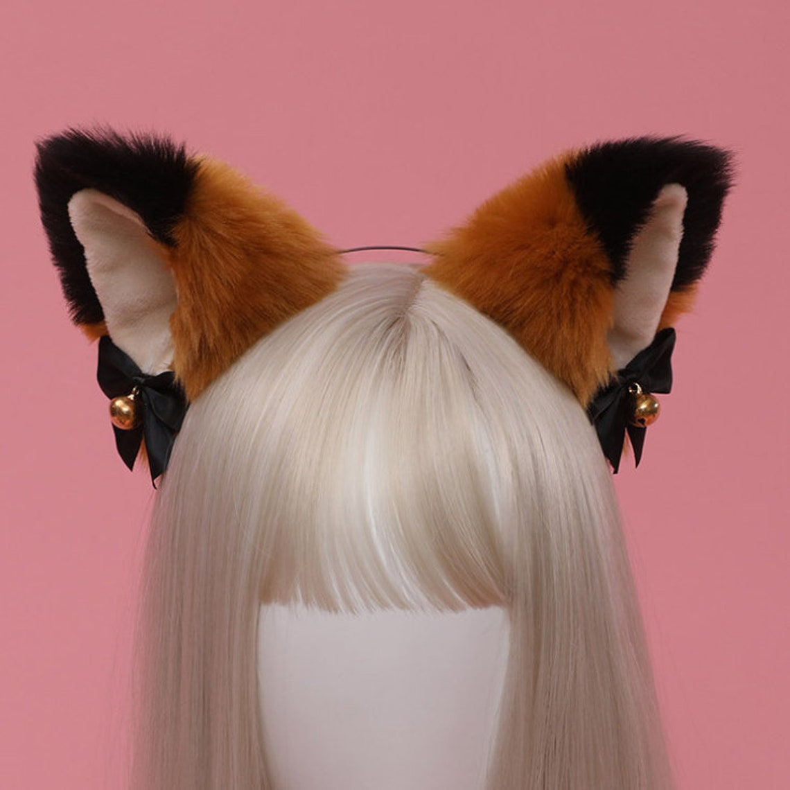 Black & Camel Color Realistic Cat Ears With Bells Cat ear | Etsy