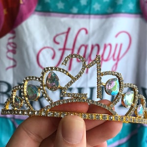 Gold 21th lotus Birthday Crystal Tiara Crown,21th Birthday Decorations,Birthday Headband, Birthday Party Props, Birthday Crown Gift.