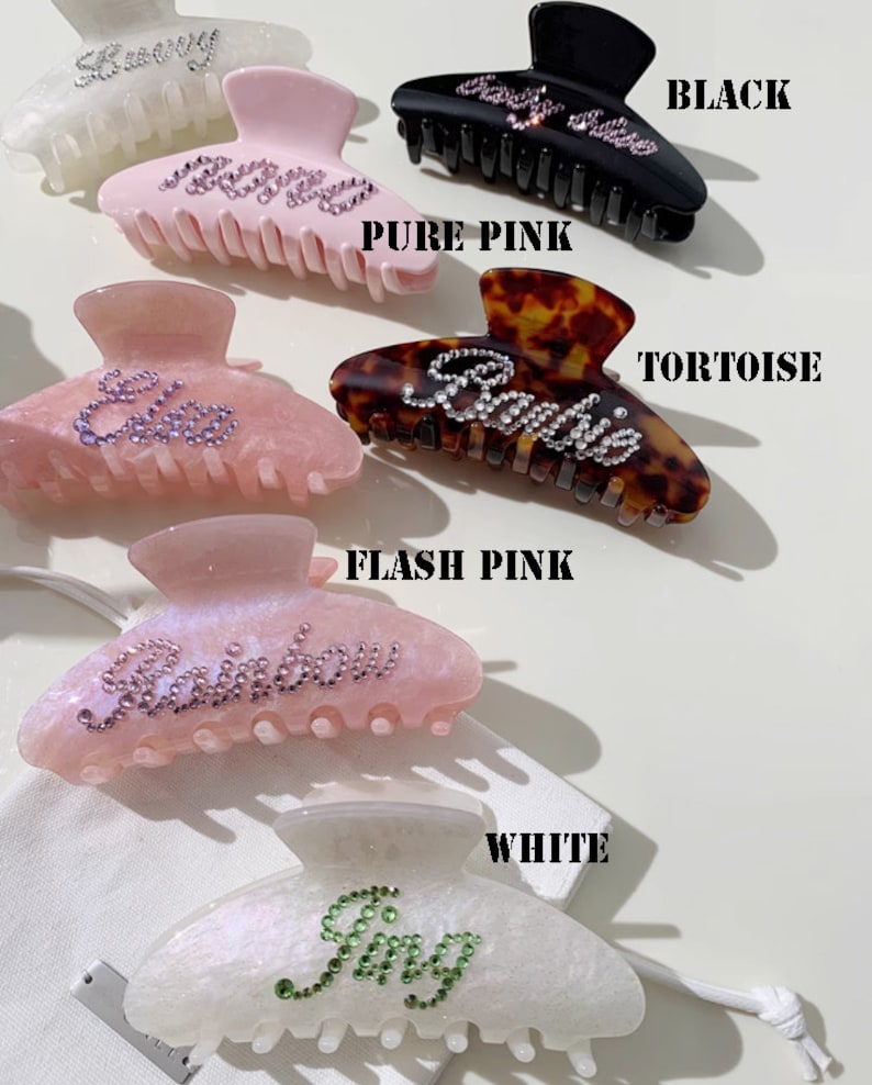 Custom Rhinestone Name Hair Claw Clips zdjęcie 4