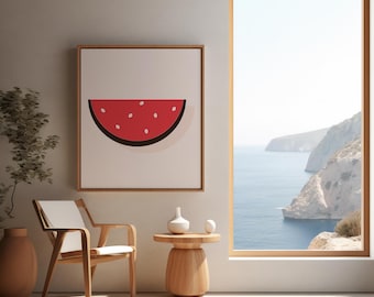 Wassermelone Kunstdruck, minimalistische mediterrane Wandkunst, griechischen Sommer Küche Poster [DIGITAL DOWNLOAD]