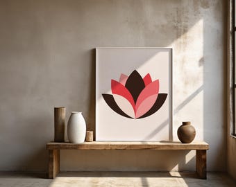 Lotus Blume Art Print, Minimalistische Kunst, Yoga Dekoration, Meditation Poster [DIGITAL DOWNLOAD]
