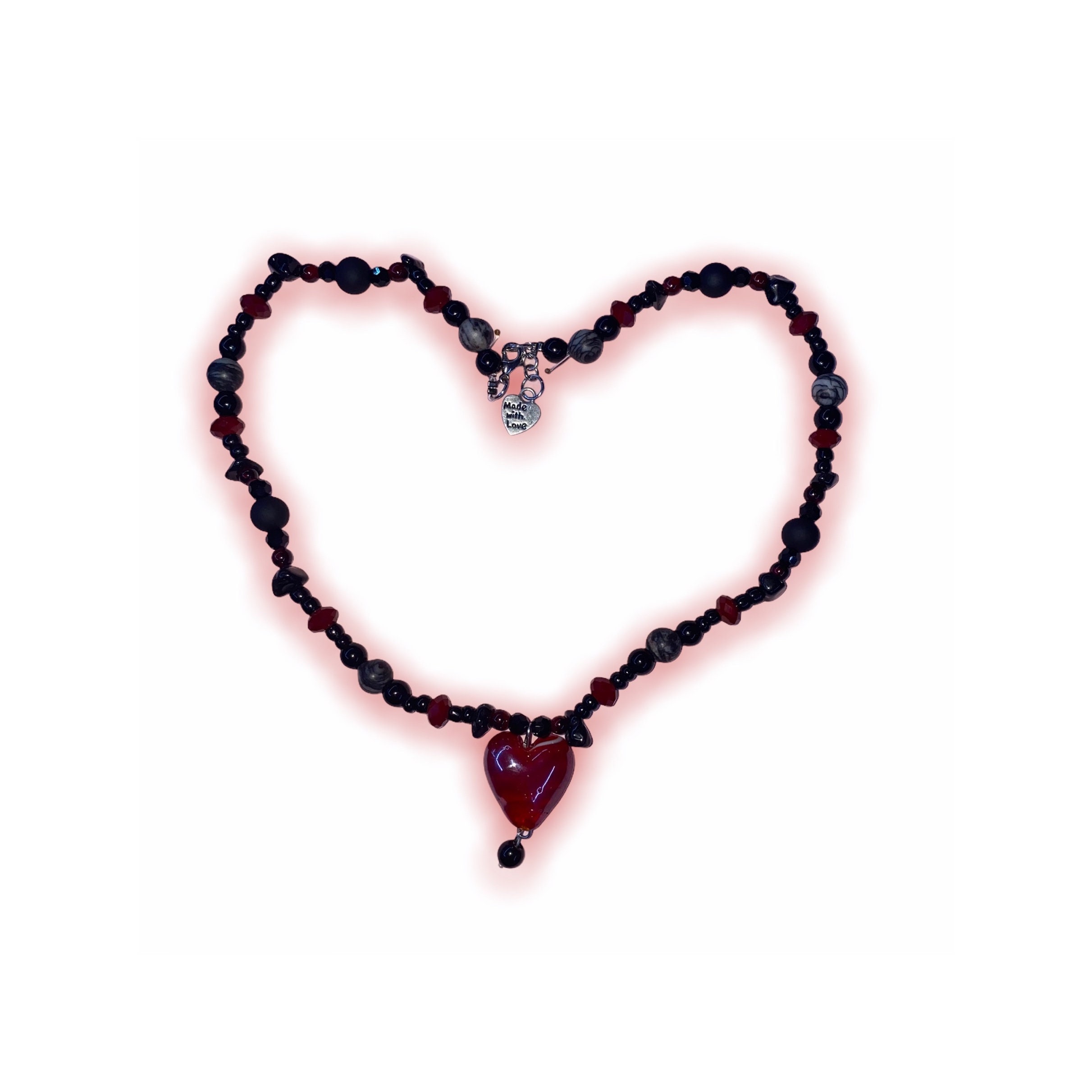 Gothic dangly heart necklace Etsy