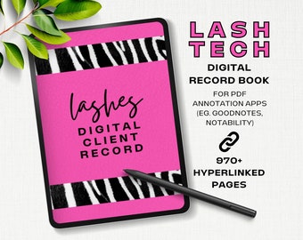 Lash Tech Client Record Book, Digital Template for Goodnotes Notability Xodo, Customer Consultation Eyelash Extension, Digital Download CL21