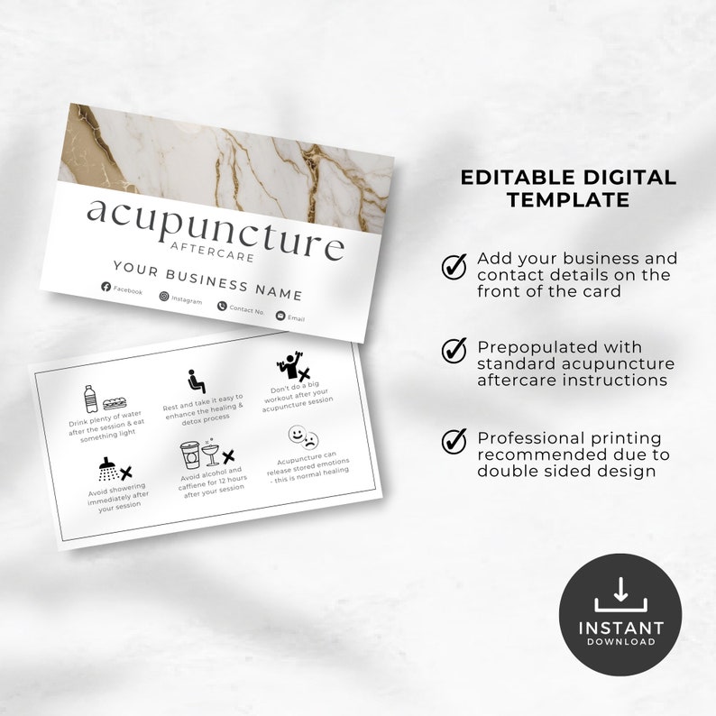 Acupuncture Aftercare Card Canva Template Chinese Medicine Care Card ...