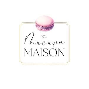 Macaron Logo für Bäckerei, Canva Template & 300DPI PNG, Vorgefertigtes DIY Branding, Aquarell Patisserie Design, Event Gastro, Gifting Brand