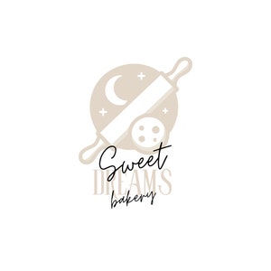 Cookie Logo für Bäckerei Geschäft, Canva Vorlage & SVG, vorgefertigte DIY Branding Vektordatei, einfaches Minimal, Keks und Nudelholz Design