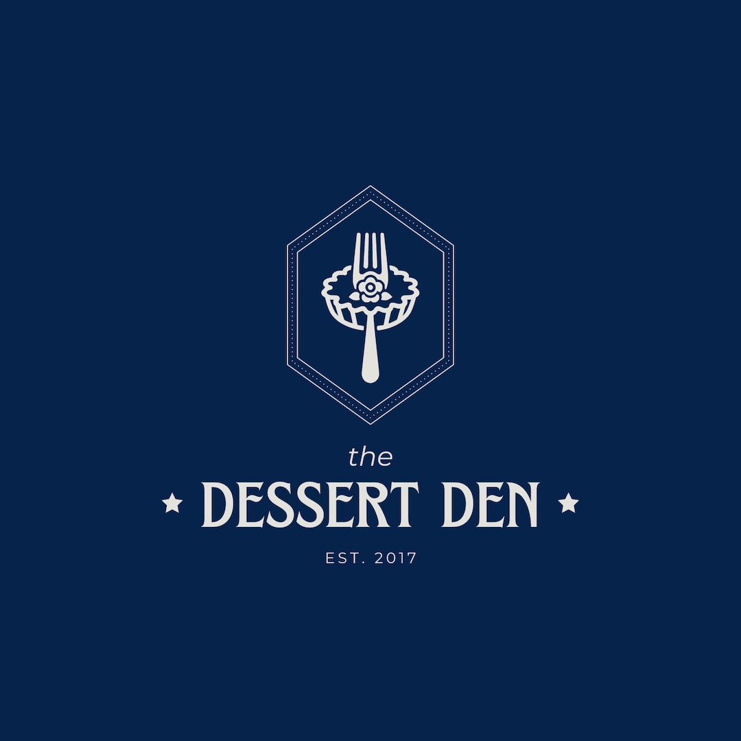 Logo for Dessert Bar Business, Fork Tart Design, Canva Template & SVG