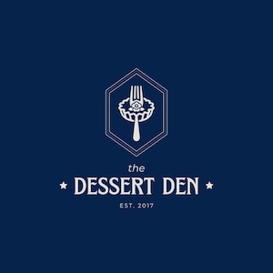Logo für Dessert Bar Business, Gabel Tart Design, Canva Template & SVG, vorgefertigte DIY Branding Vektor Datei, Cafe Emblem Minimal Elegant Einfach