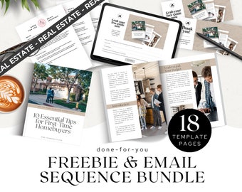 Real Estate Agent Freebie Template Bundle, Lead Magnet, Email Welcome Sequence, Landing Thank you Pages, Edit in Canva & Google, US letter