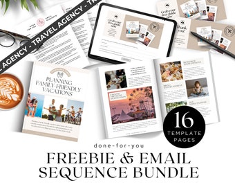 Travel Agent Freebie Template, Family Friendly Vacation Lead Magnet and Email Welcome Sequence, Edit in Canva, Landing Page, Done for You