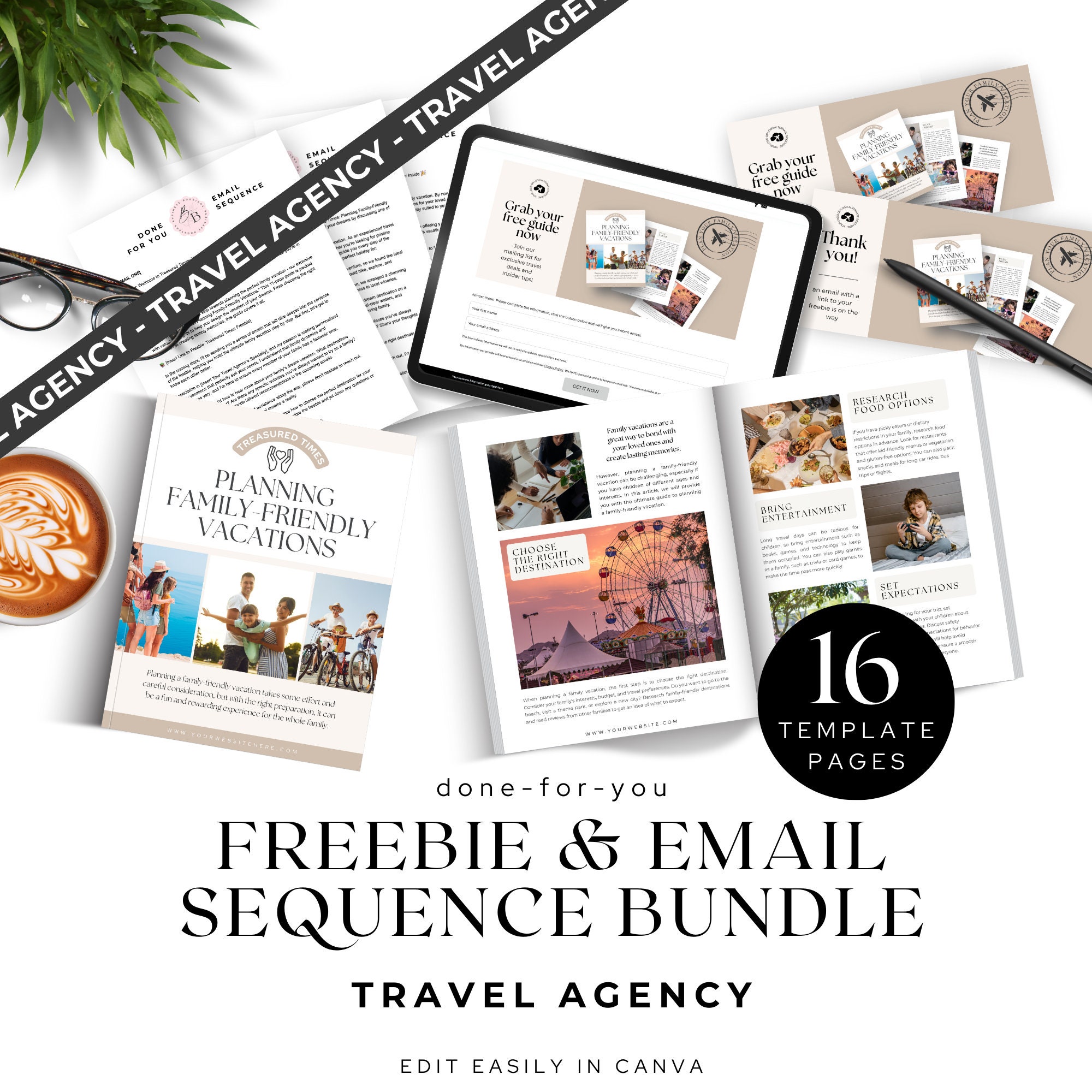 Travel Agent Freebie Template, Family Friendly Vacation Lead Magnet and ...