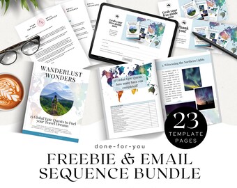 Travel Agency Template, Adventure Freebie and Welcome Sequence Canva Template, Lead Magnet Bundle, Email Template, Landing & Thank you Pages