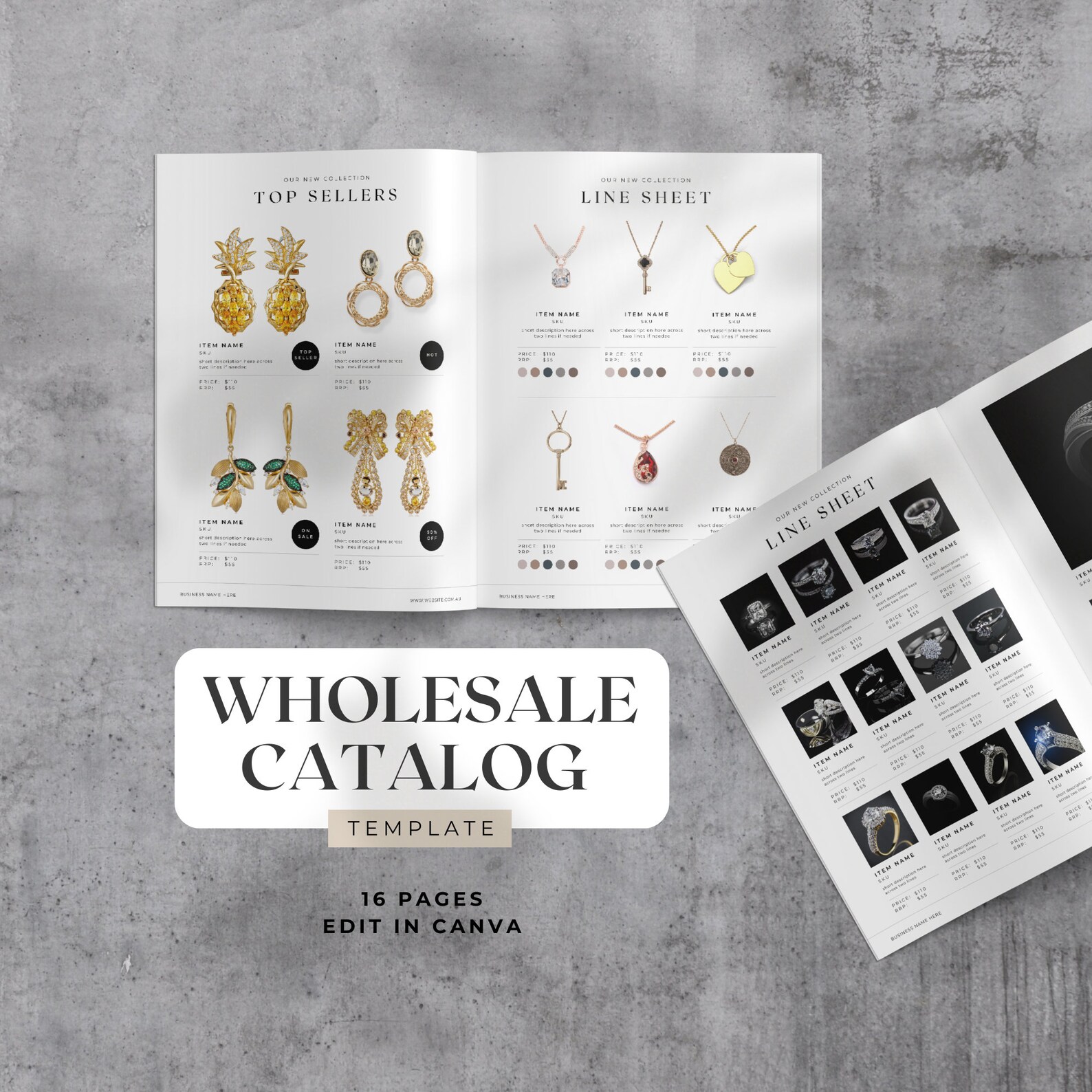 Wholesale Guide Template, Catalog Line Sheet Template With Product