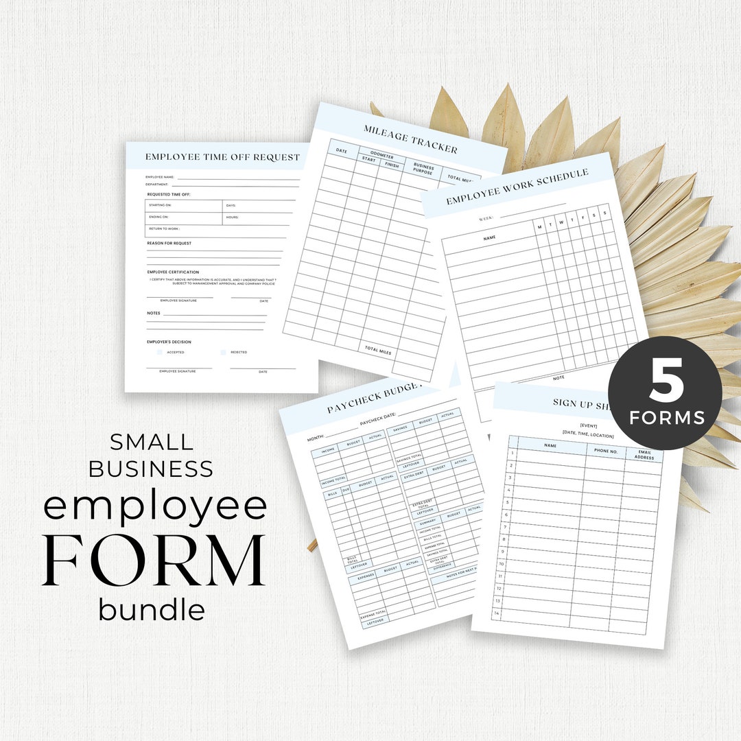 Employee Forms for Small Business, Printable Bundle, Digital Download