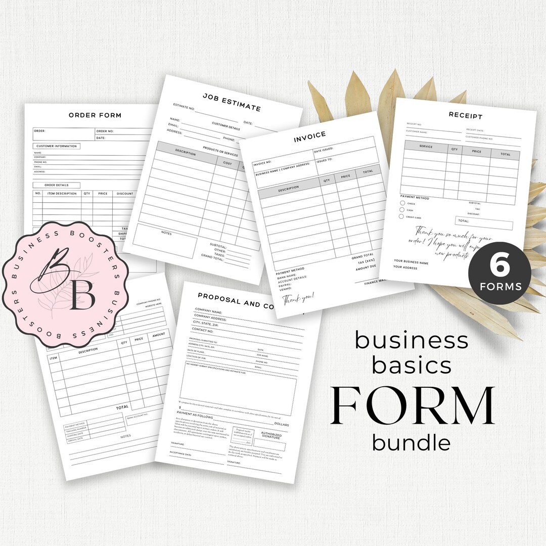 Business Basics Form Templates, Small Business Sales Bundle, Editable ...